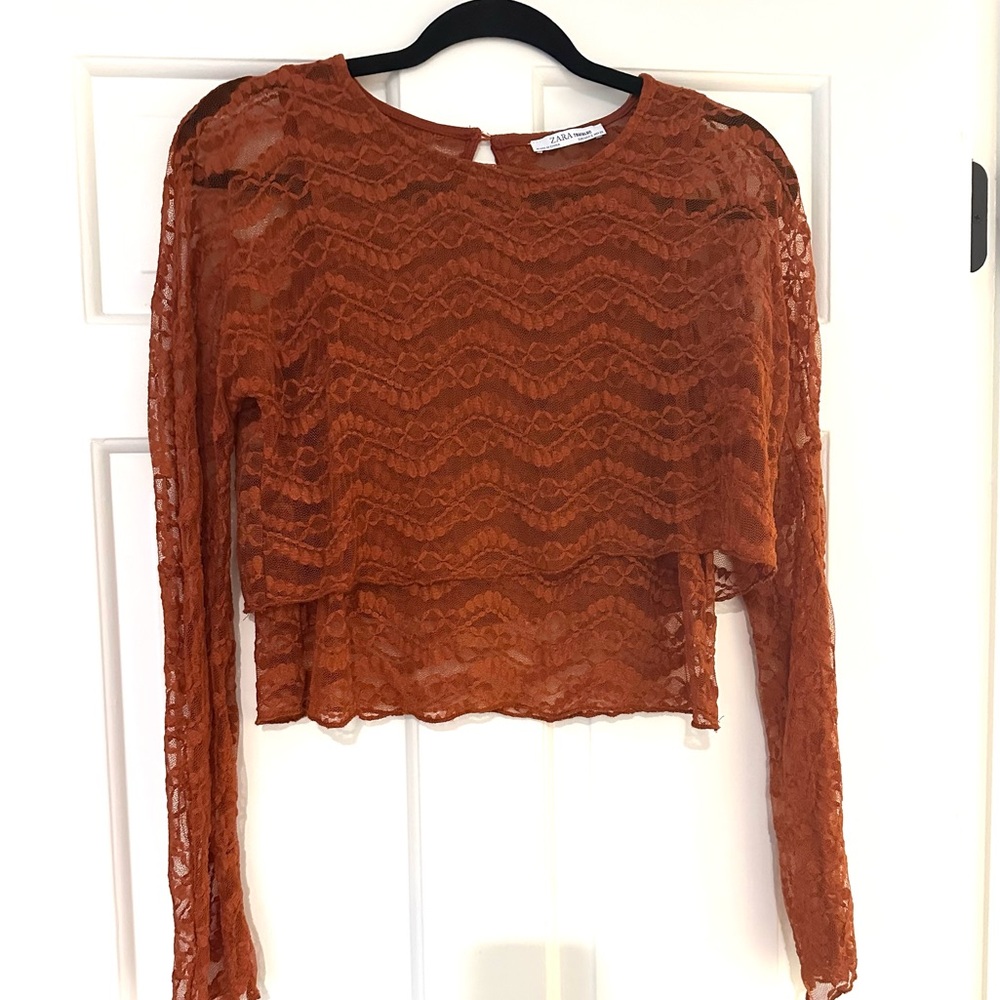 Burnt orange lace top